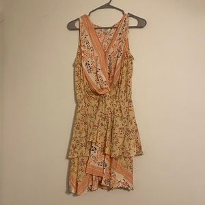 Pink and tan dress with flowers